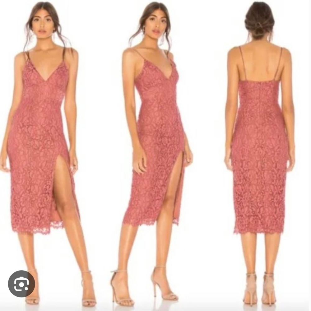 Lovers + Friends Mauve Pink Lace Saba Spaghetti Strap Midi Dress size XS